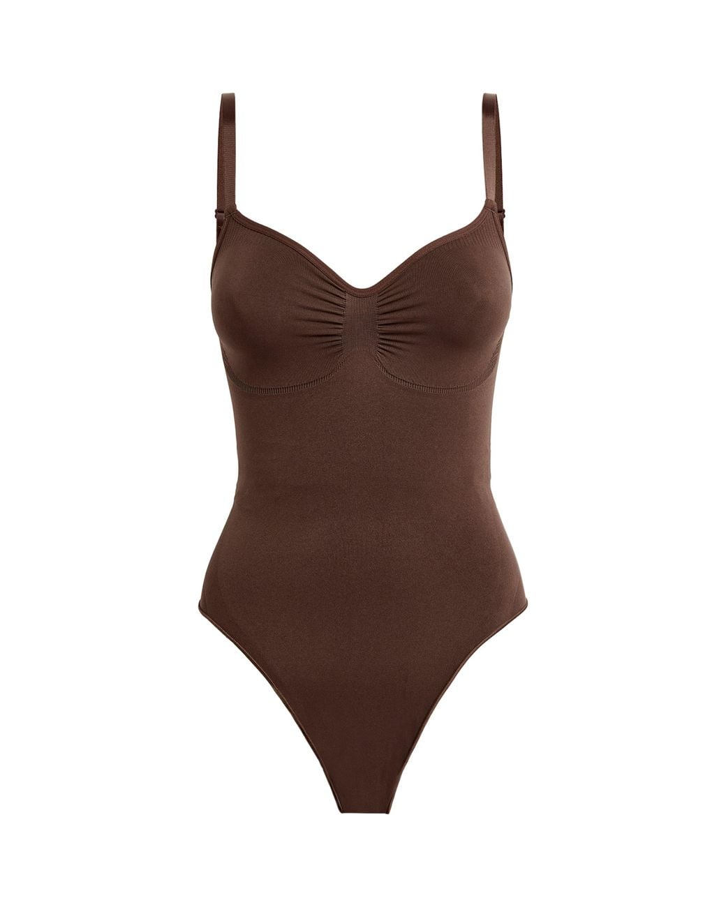 Skims Brown Seamless Sculpt Thong Bodysuit