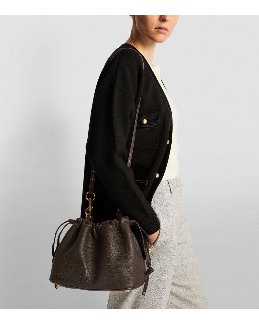 Grained Leather Bucket Bag