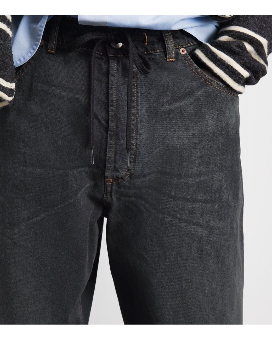 MM6 by Maison Margiela Gray Denim Drawstring Shorts for men