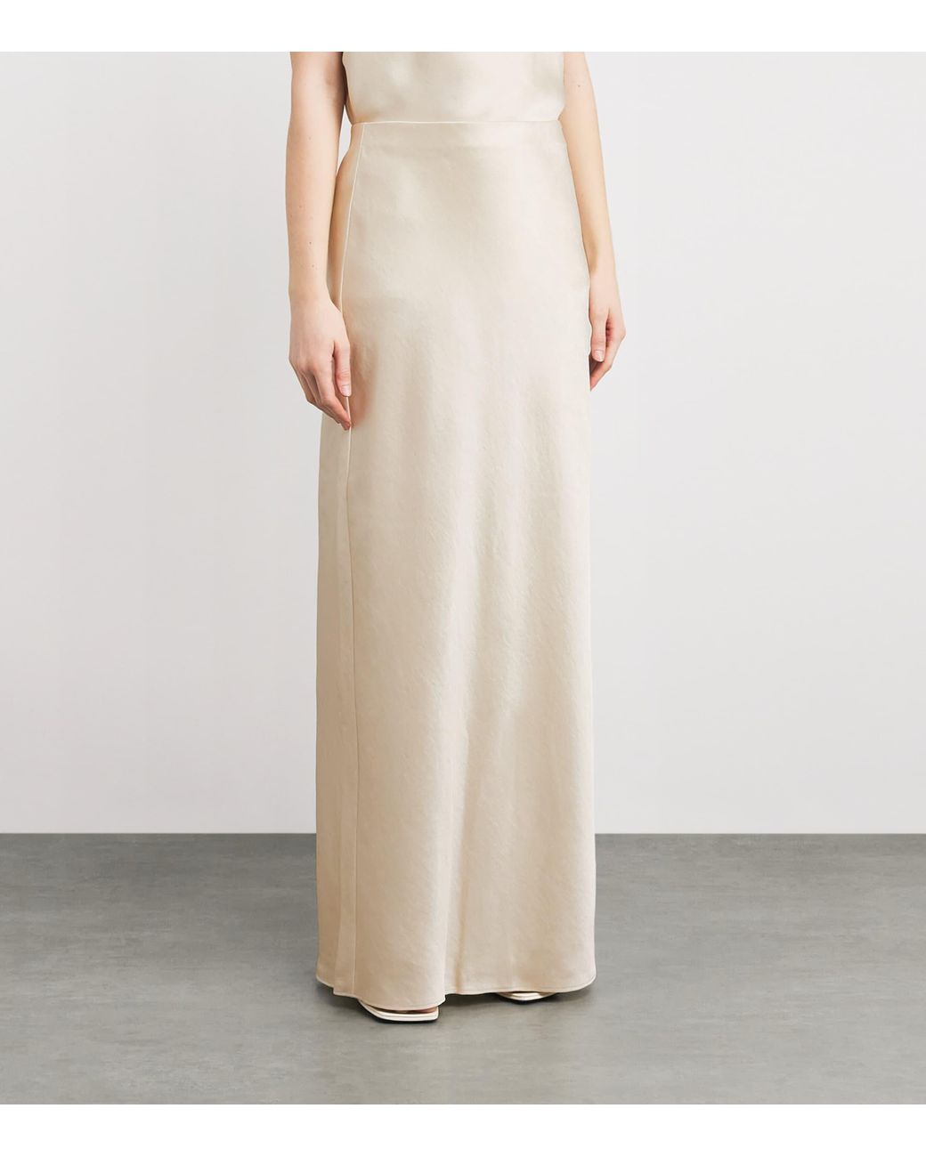 Vince White Satin Bias-Cut Column Skirt