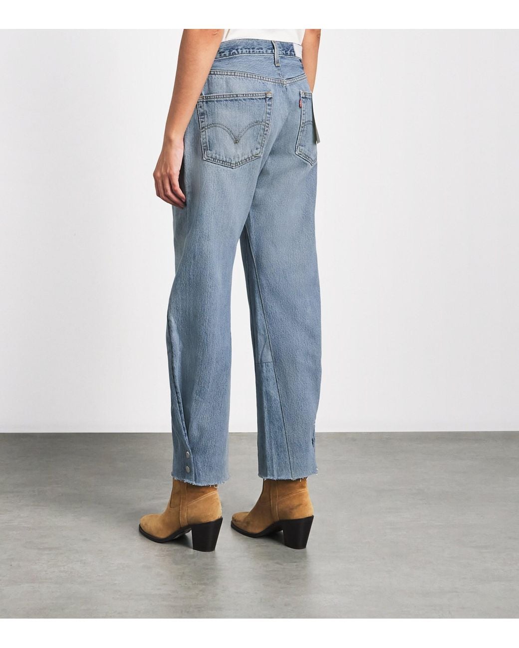 Re/done Blue Nico Mid-Rise Barrel-Leg Jeans