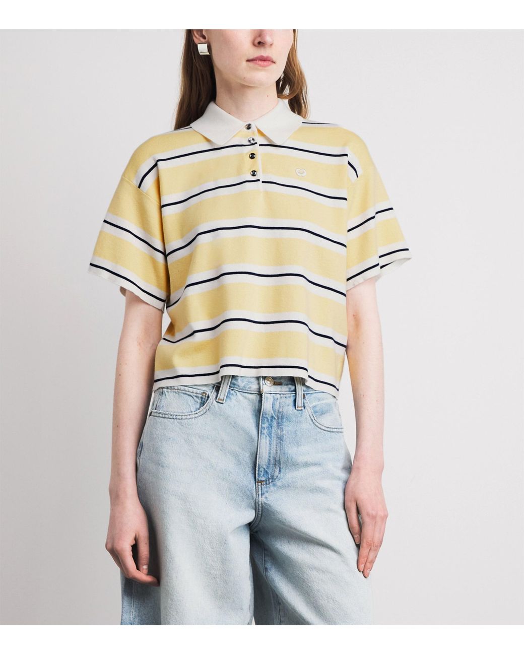 Maje Metallic Cotton-Blend Stripe Polo Shirt