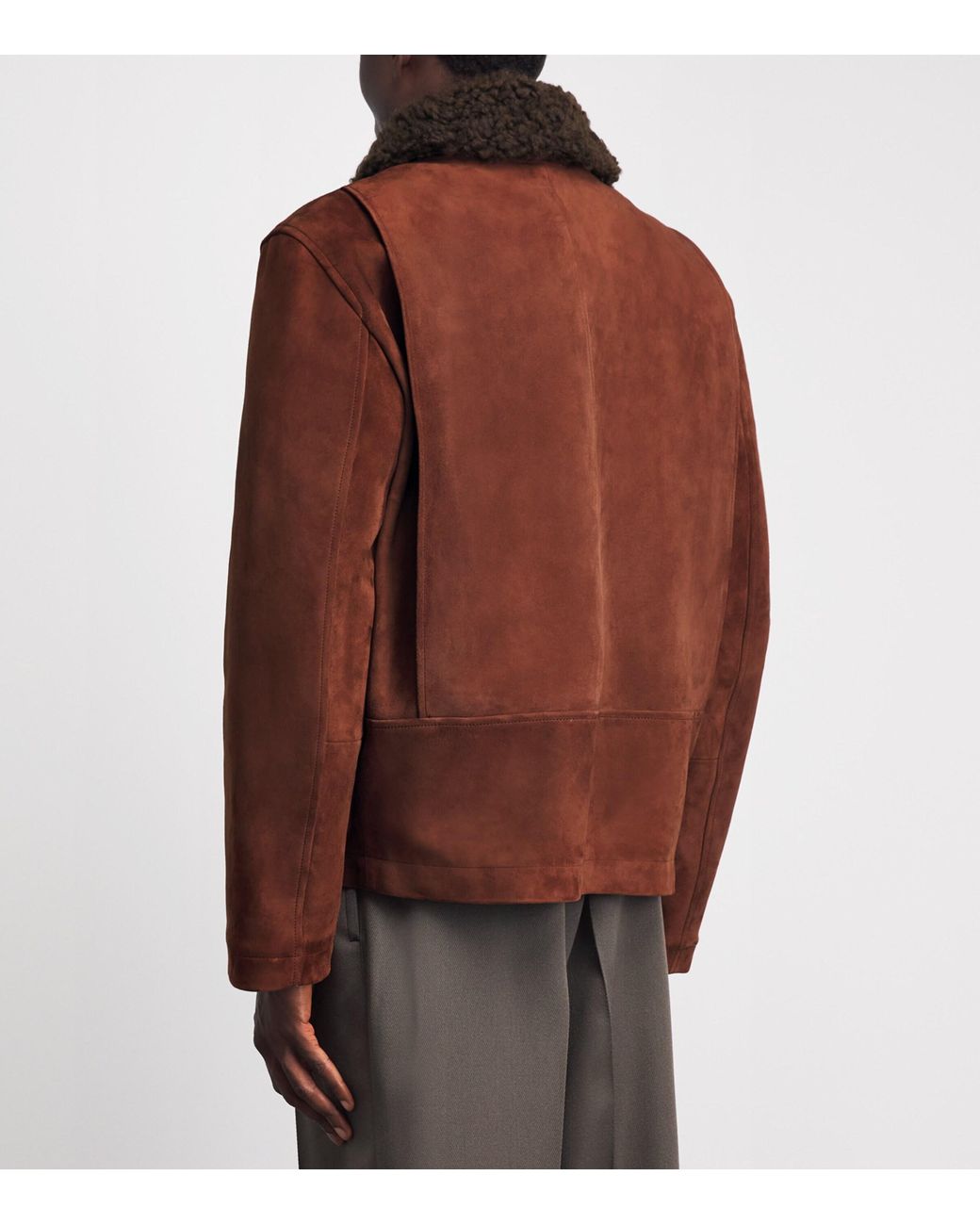 Paul Smith Brown Suede Shearling-Collar Flight Jacket for men