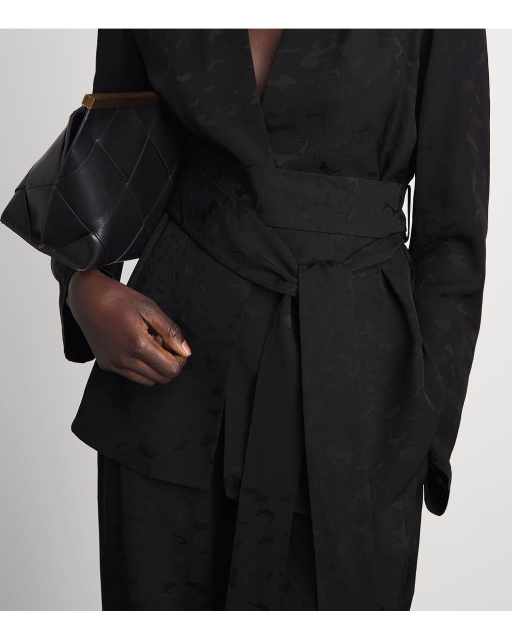 Joseph Black Jacquard Tie-Belt Noemi Jacket
