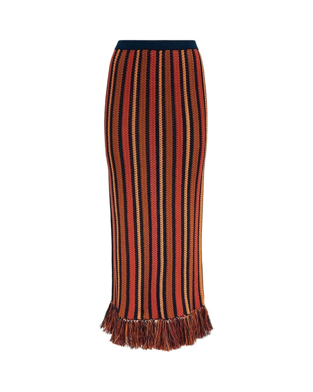Escvdo Brown Fringe Misti Maxi Skirt