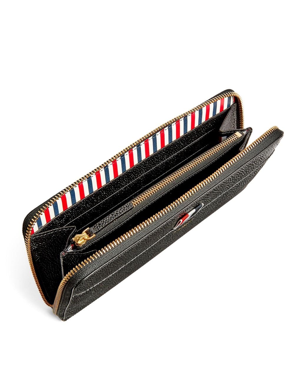 Thom Browne Black Leather Continental Zip Wallet