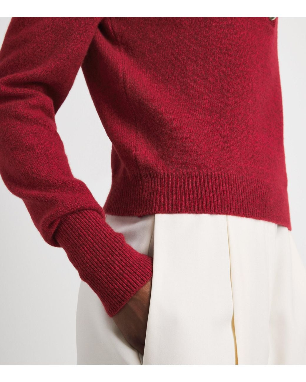 Safiyaa Red Wool-Cashmere Polo Sweater