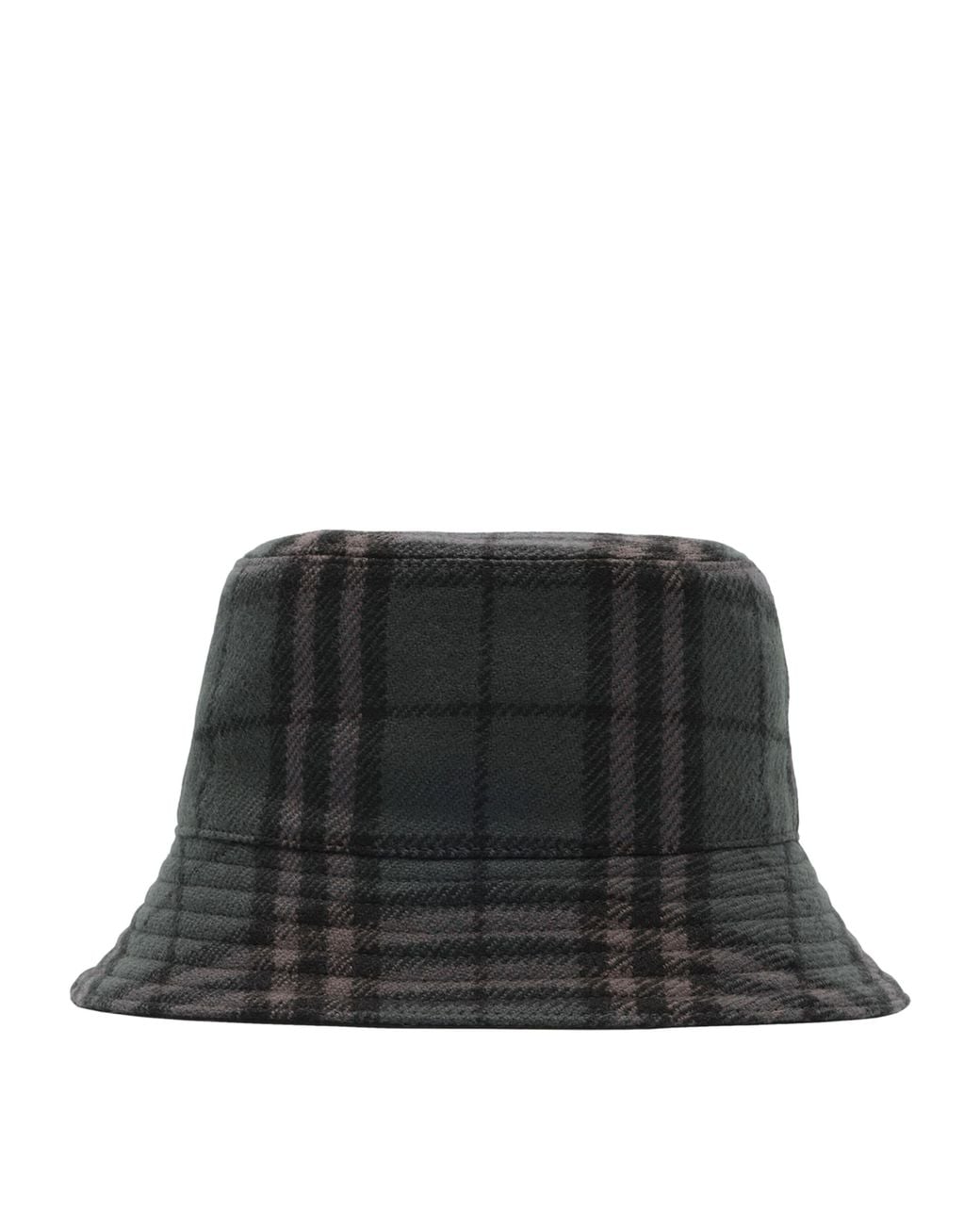 Burberry Black Wool Reversible Check Bucket Hat for men