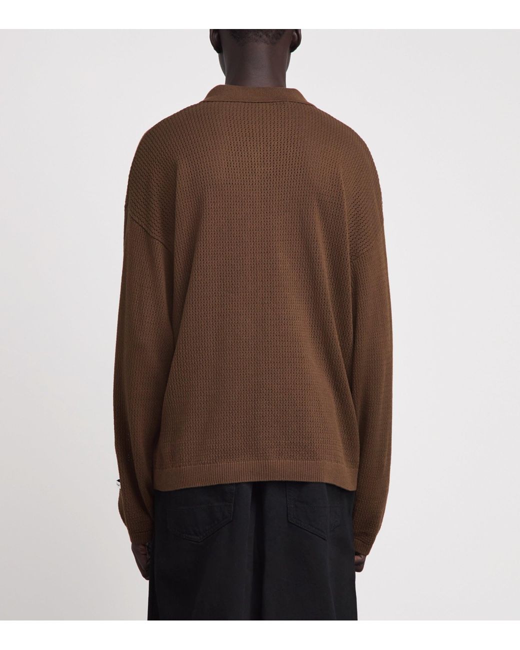 About Blank Brown Knitted Long-Sleeve Polo Shirt for men