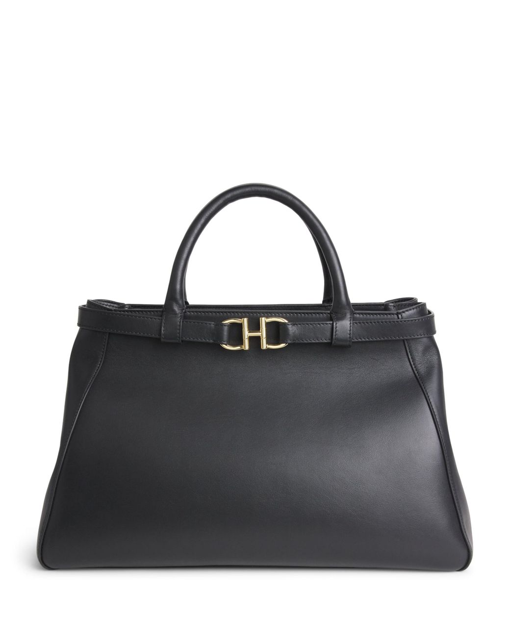 Harrods Black Medium Leather Grace Top-Handle Bag