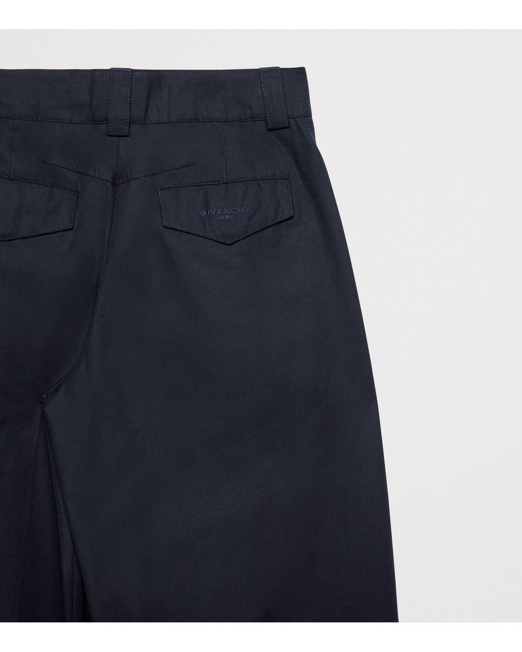 Givenchy Blue Cotton Canvas Pleated Wide-Leg Trousers