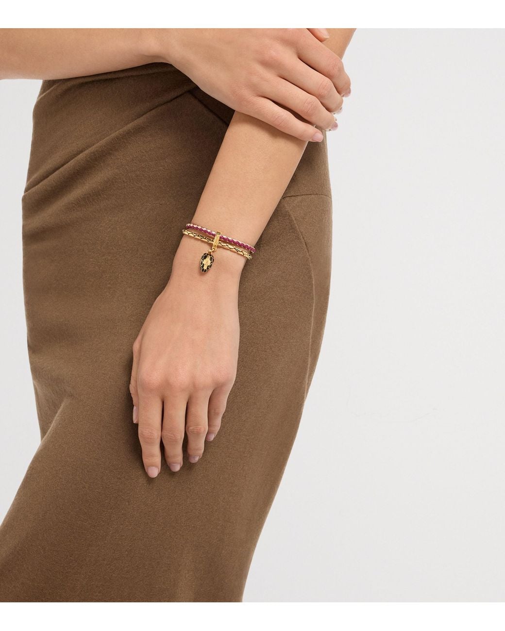 BVLGARI Metallic Leather Serpenti Forever Bracelet