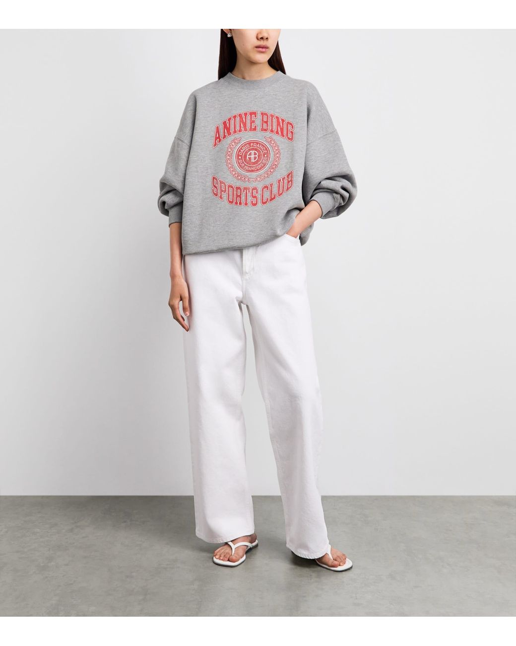 Anine Bing Gray Oversized Miles Collegiate Sweatshirt