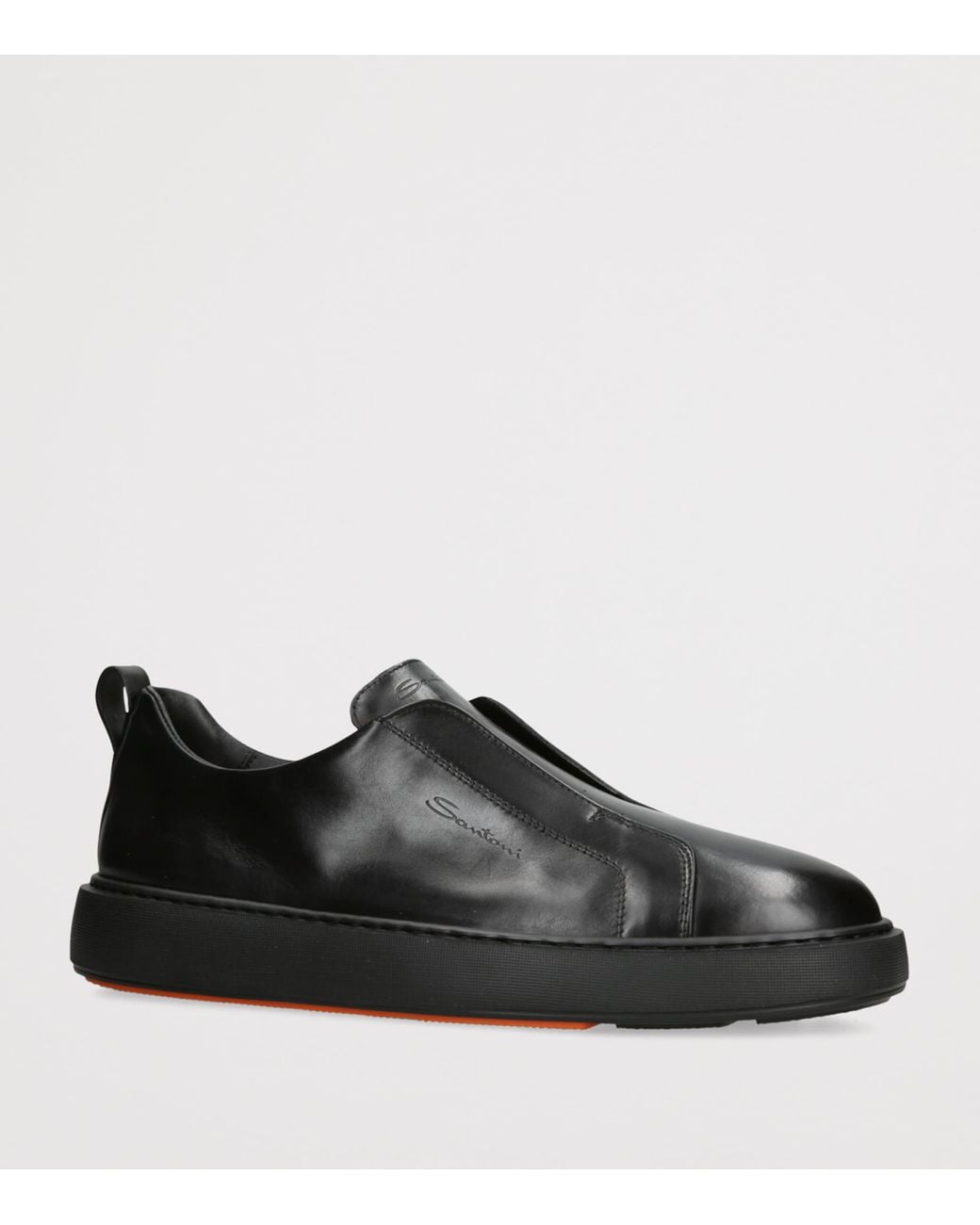 Santoni Black Leather Clean Icon Sneakers for men