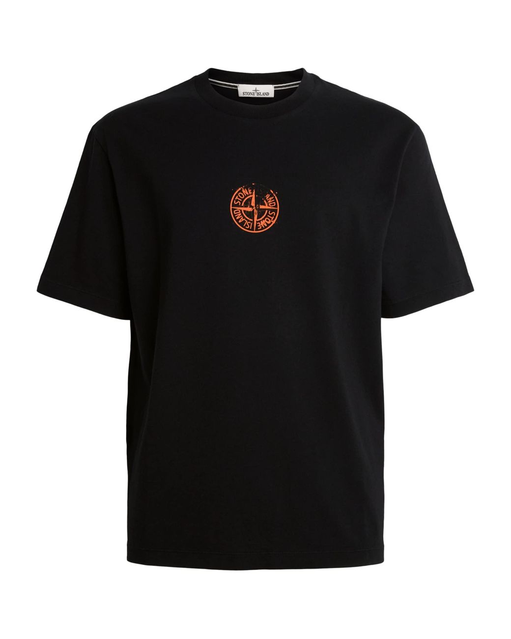 Stone Island Black Cotton Vertical Compass T-Shirt for men