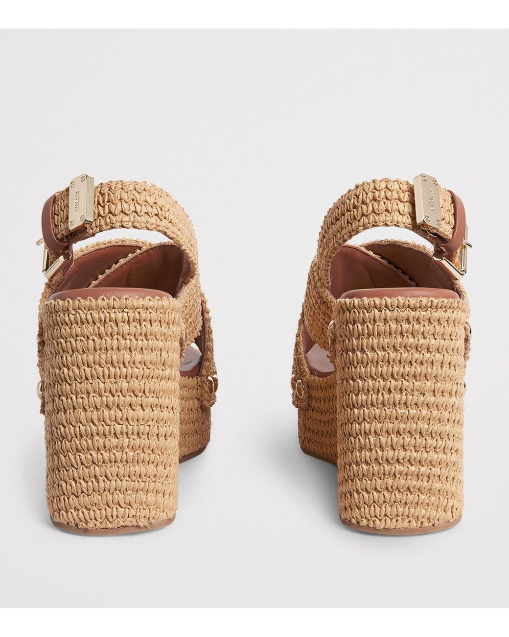 Maje Brown Raffia-Effect Wedge Sandals 110
