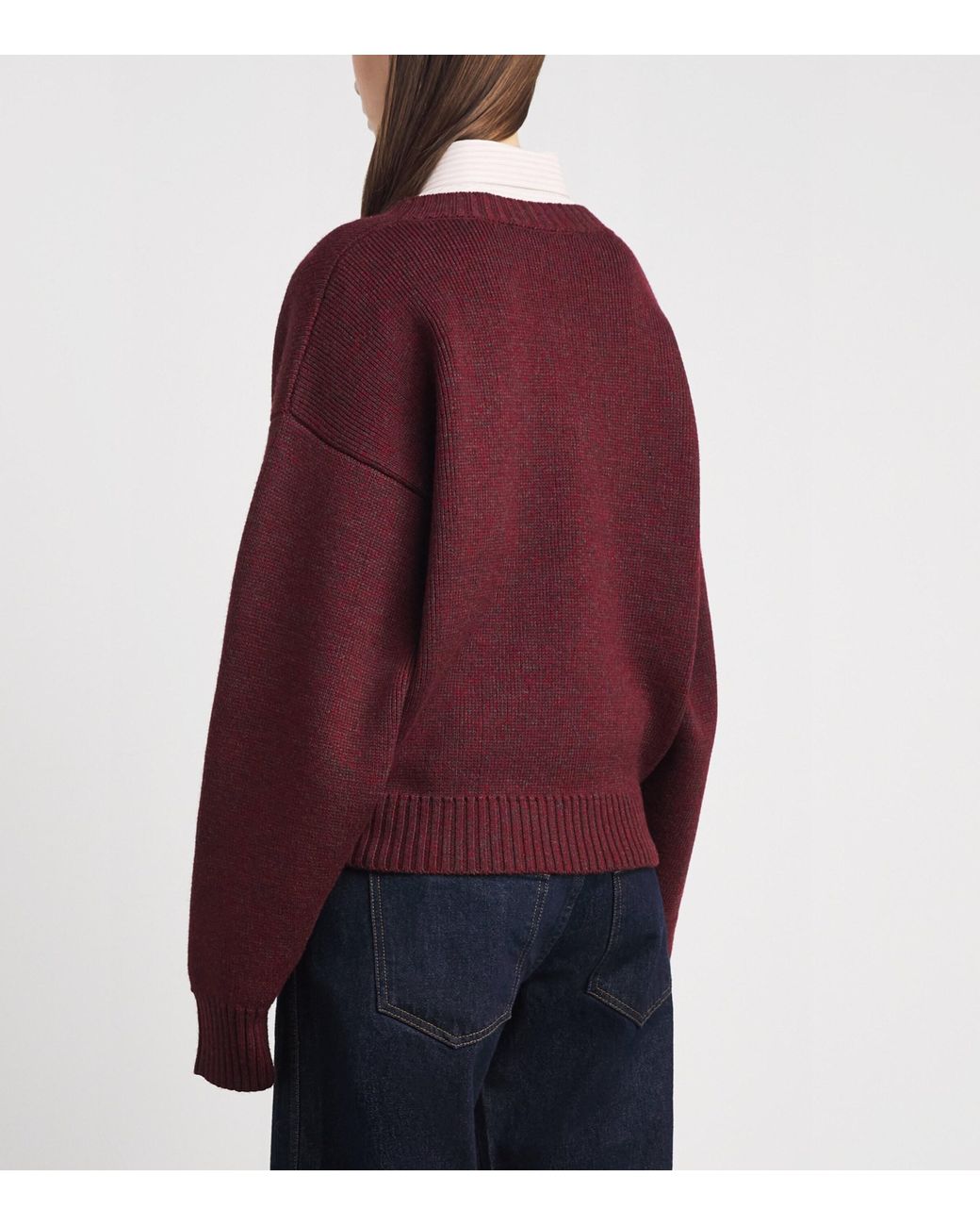 Rohe Red Wool V-Neck Sweater