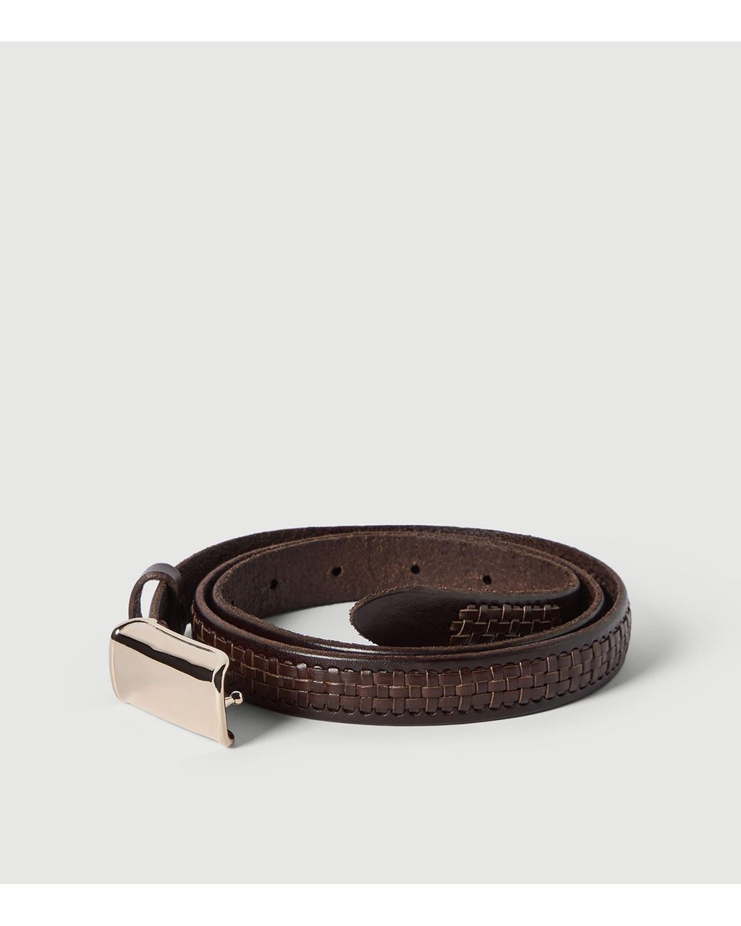 Brunello Cucinelli Brown Leather Woven Belt for men