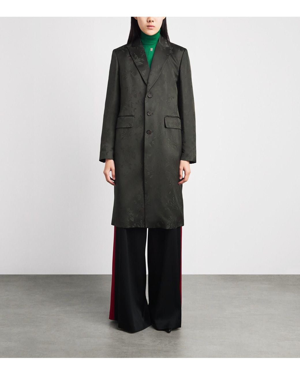 Polo Ralph Lauren Black Floral Jacquard Longline Coat