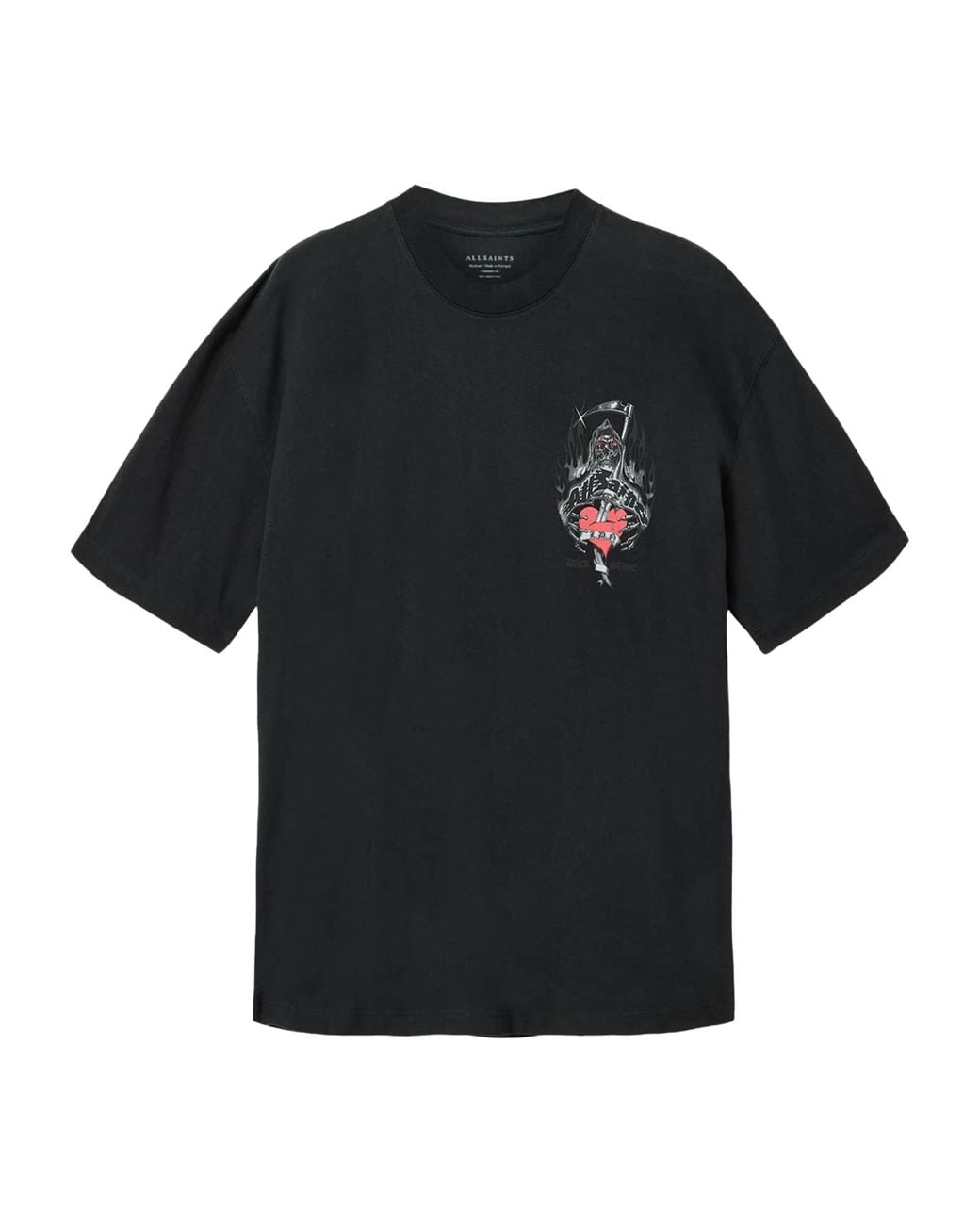 AllSaints Black Organic Cotton Scimitar T-Shirt for men