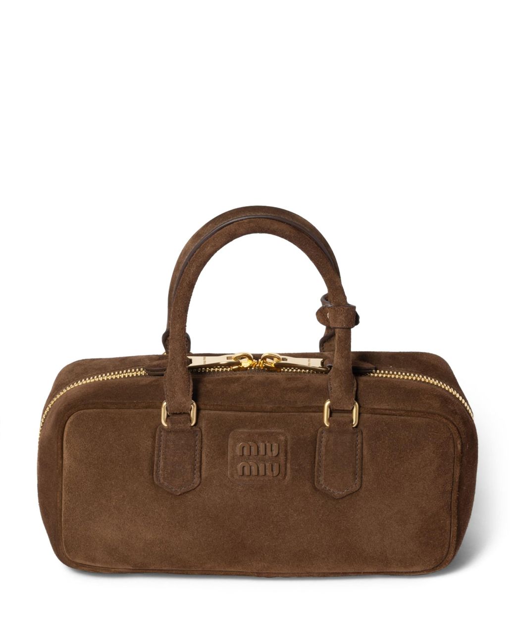 Miu Miu Brown Suede Arcadie Top-Handle Bag