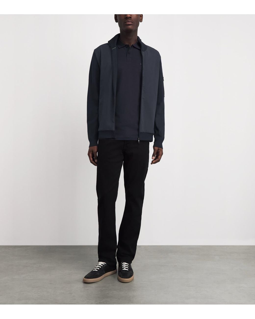 Boss Blue Knitted-Trim Hybrid Jacket for men