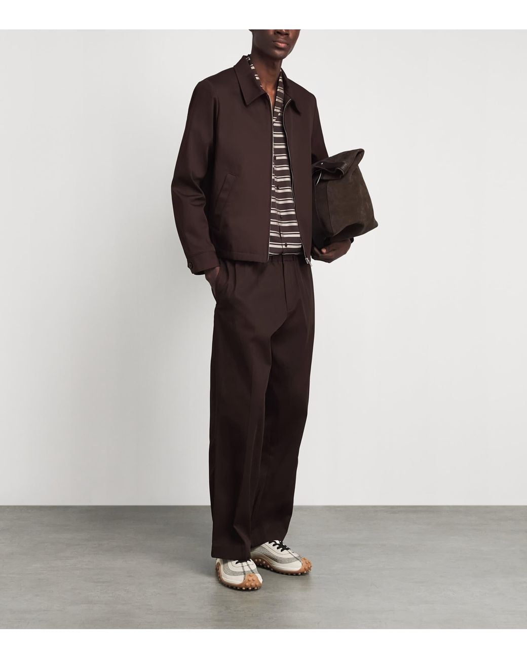 Sandro Brown Cotton Collared Jacket for men