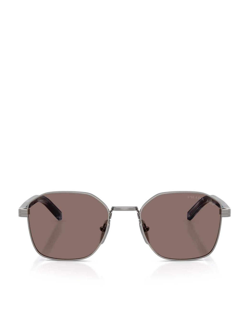 Prada Brown Metal Geometric Sunglasses for men