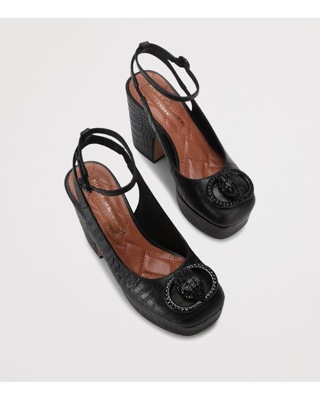 Kurt Geiger Black Croc-Effect Chelsea Platform Pumps