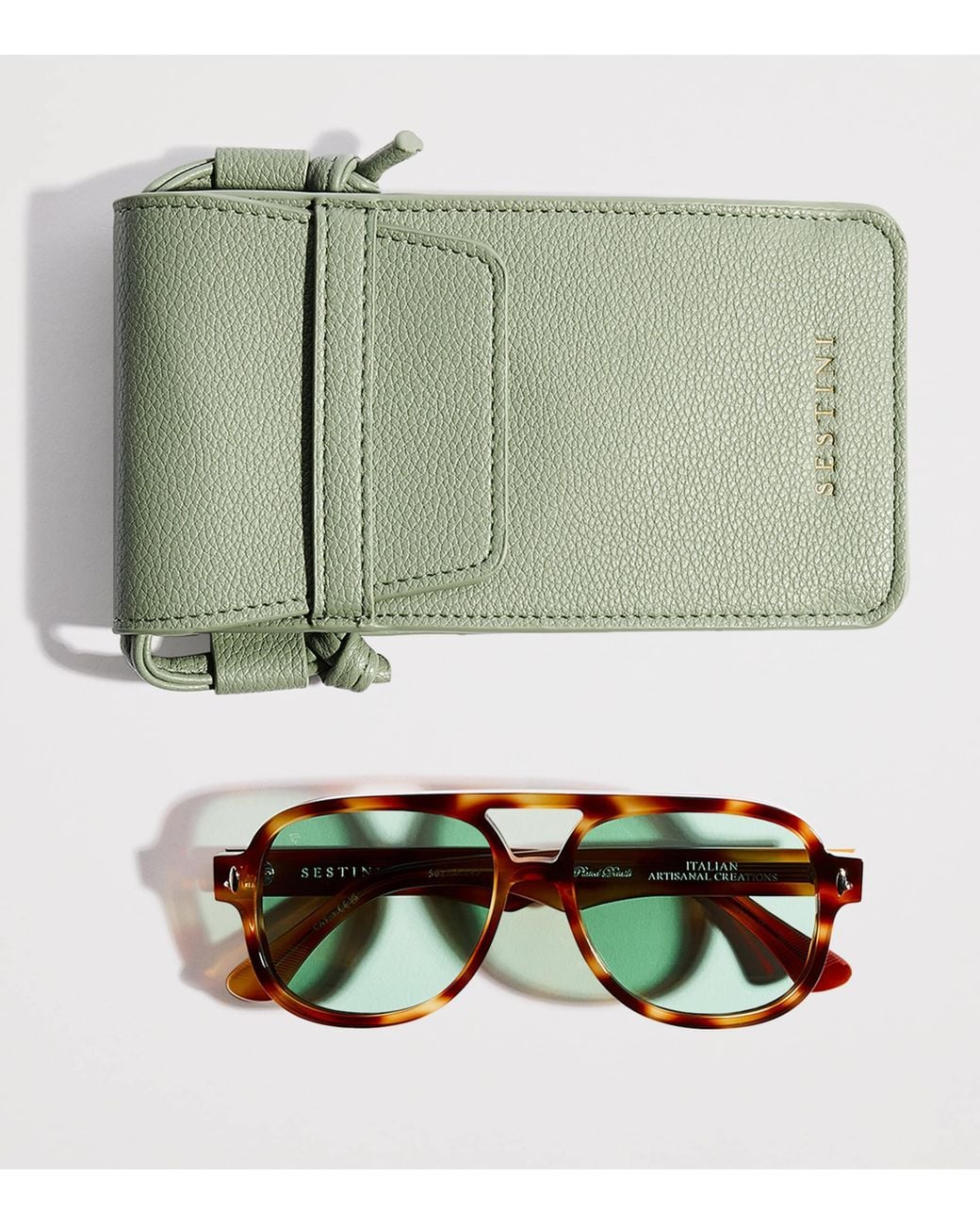 Sestini Eyewear Green Leopard Undici Sunglasses for men