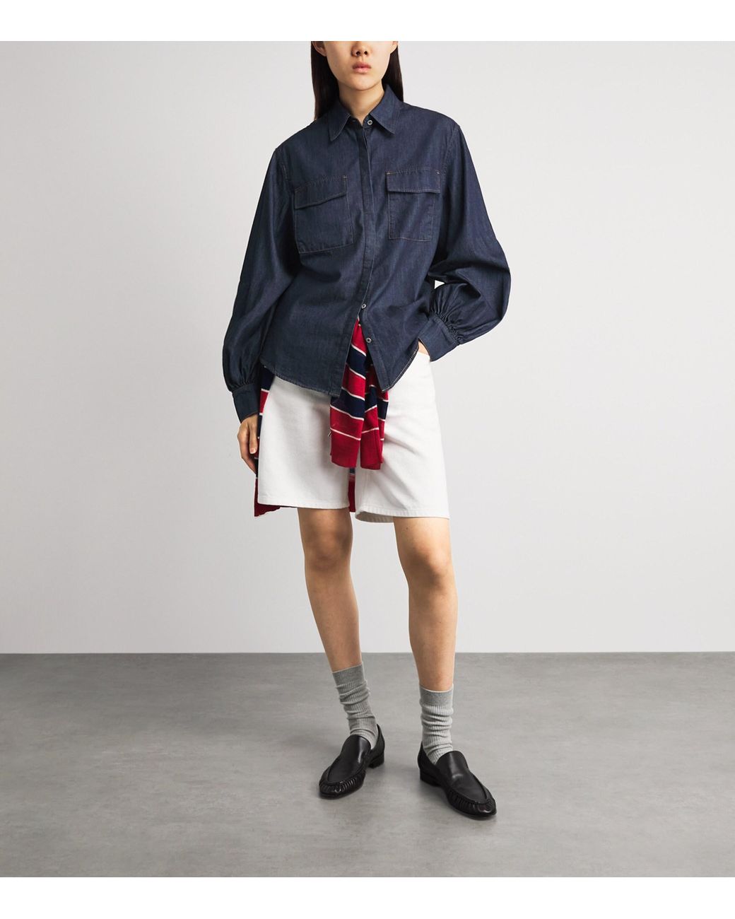 7 For All Mankind Blue Cotton Long-Sleeve Shirt