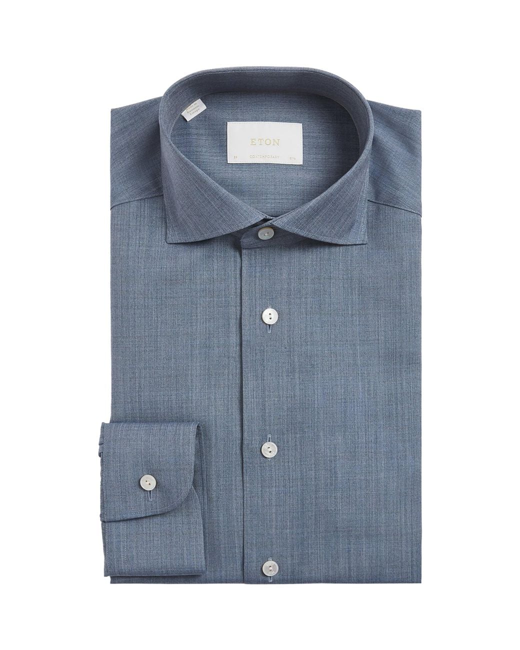 Eton of Sweden Blue Merino Wool Houndstooth Shirt for men
