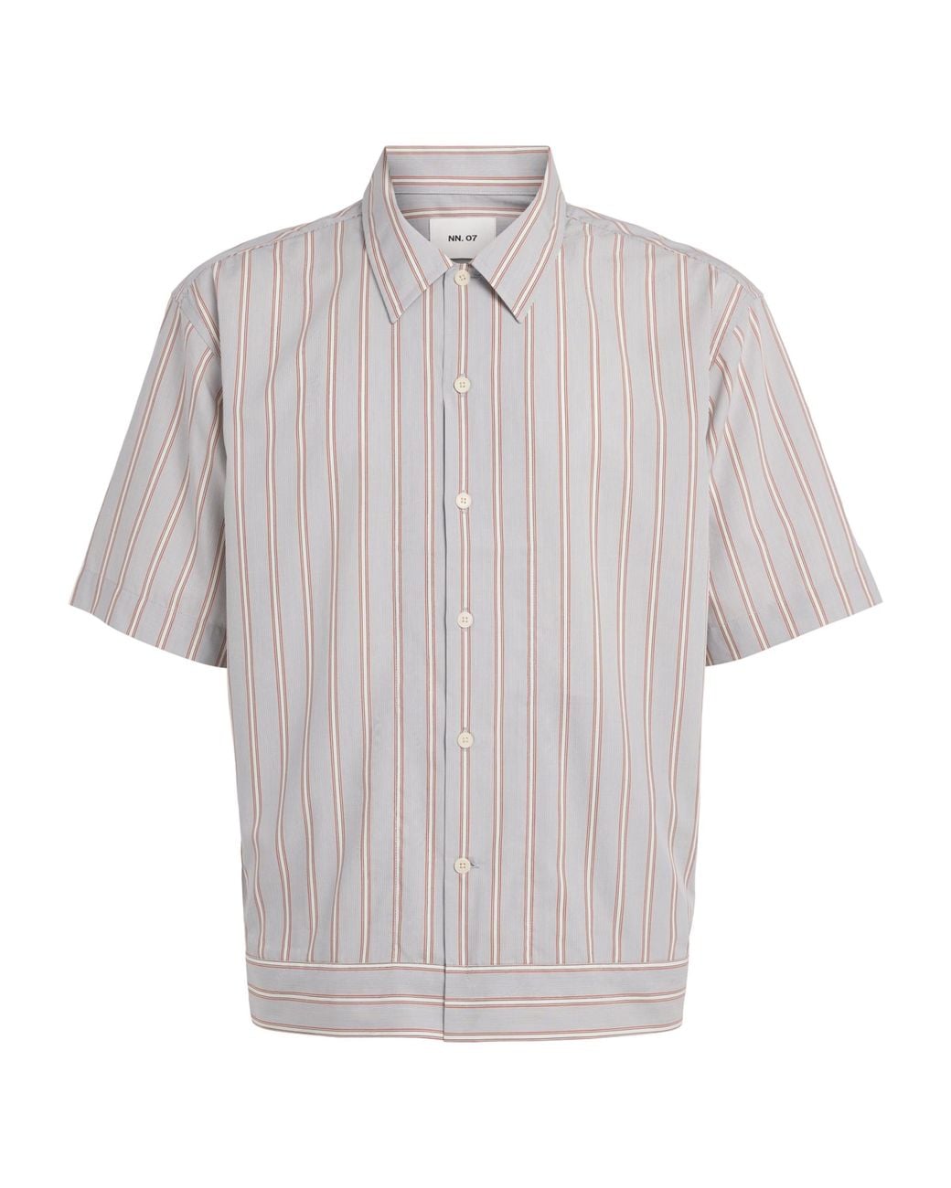 NN07 Gray Supima Cotton Stripe Short-Sleeve Shirt for men