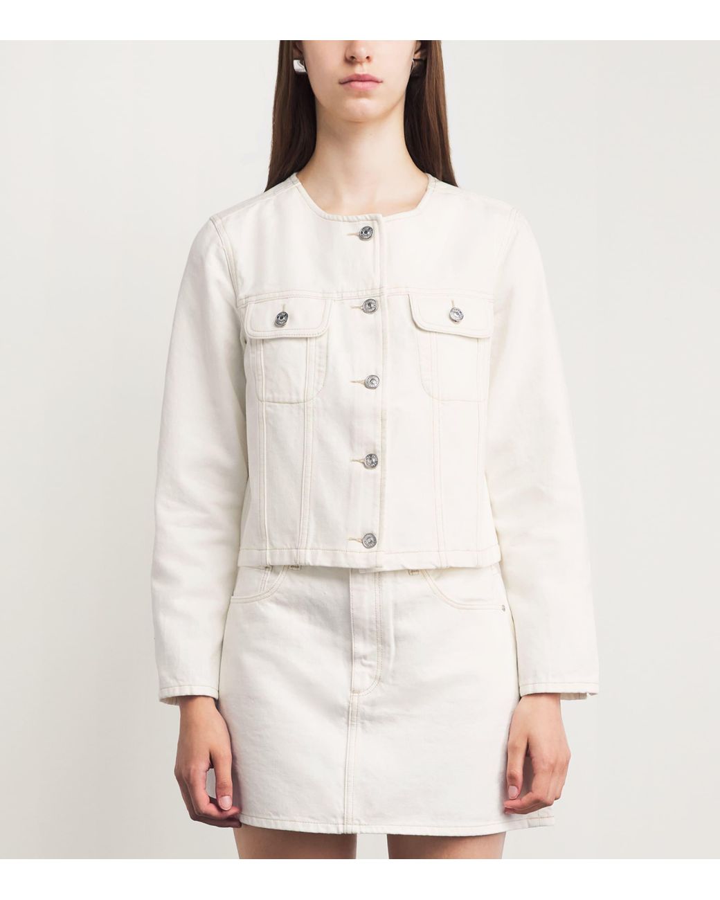 PAIGE White Cropped Dean Denim Jacket