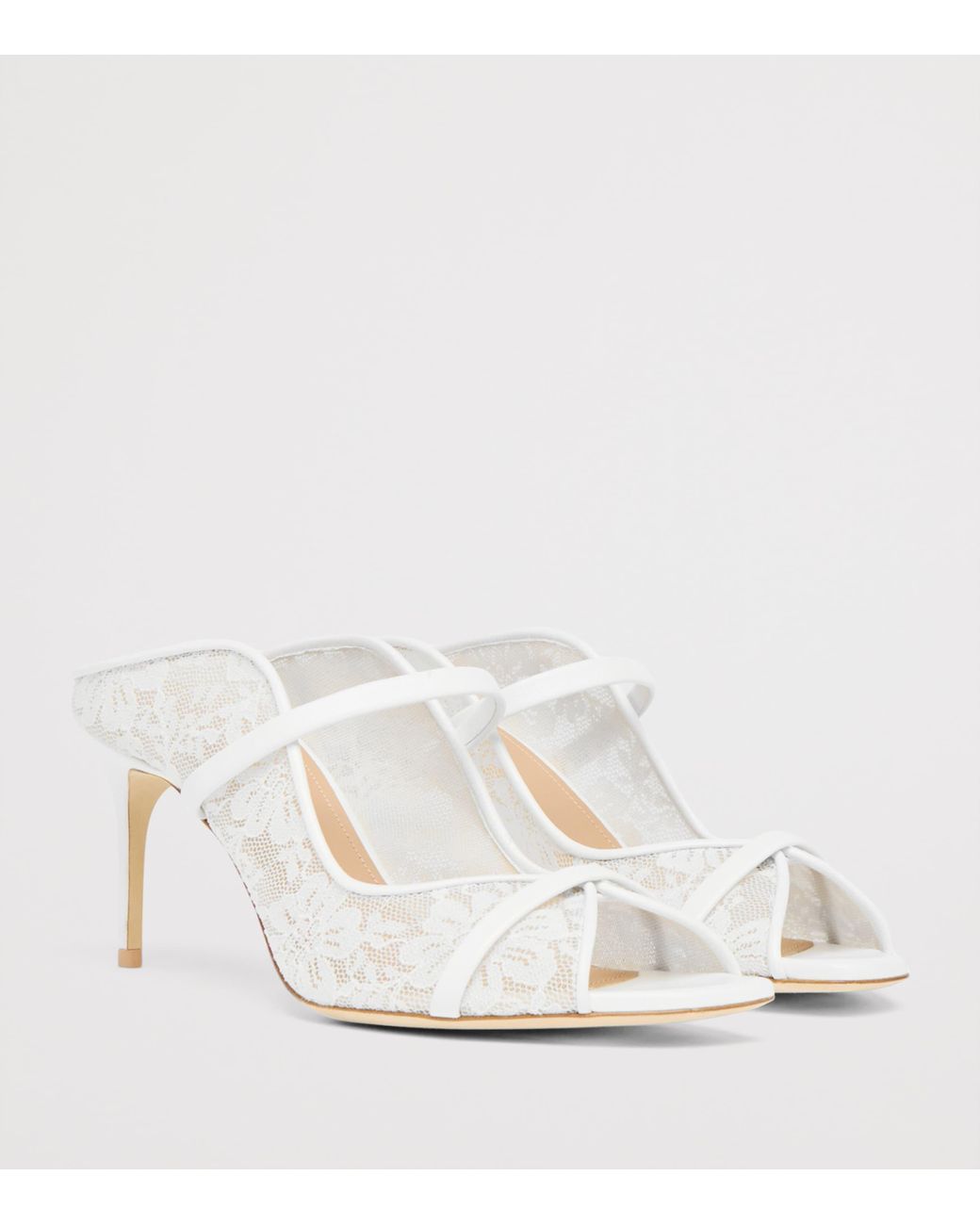 Malone Souliers White Lace Noah Heeled Sandals 70