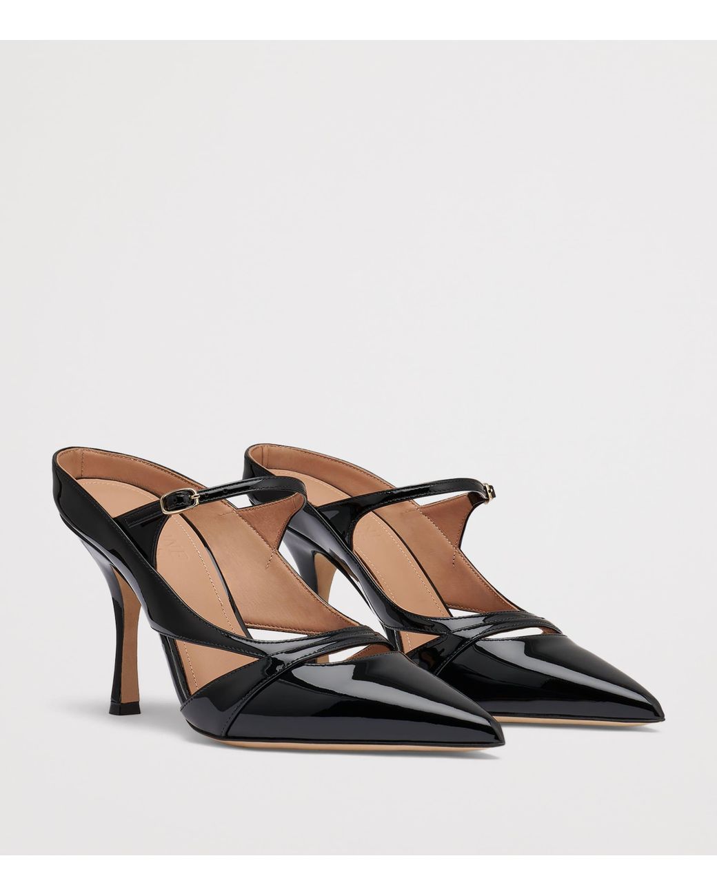 Malone Souliers Brown Patent Leather Patty Heeled Mules 90