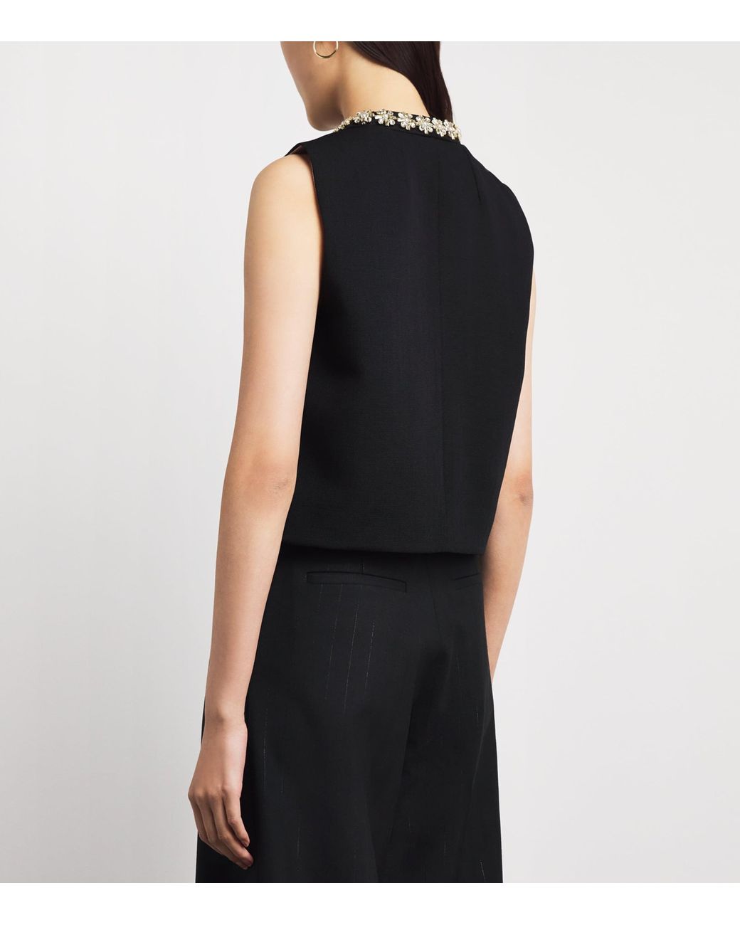 Sandro Black Wool Crystal-Embellished Waistcoat