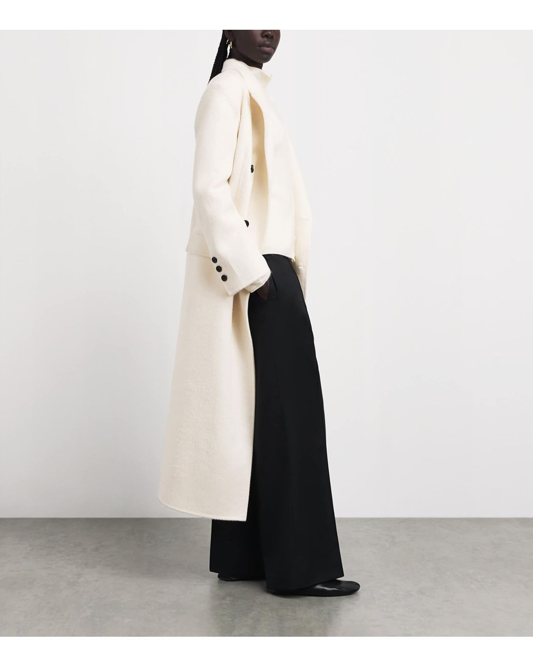 Voranida White Double-Breasted Taren Overcoat