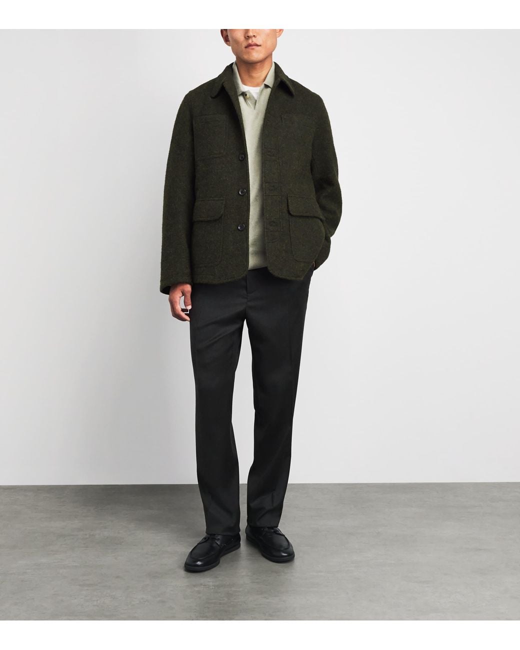 Oliver Spencer Green Wool Addington Overshirt for men