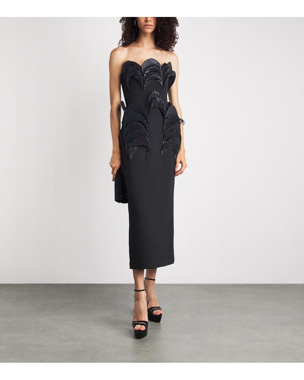 Maticevski Black Sequin Glint Midi Dress