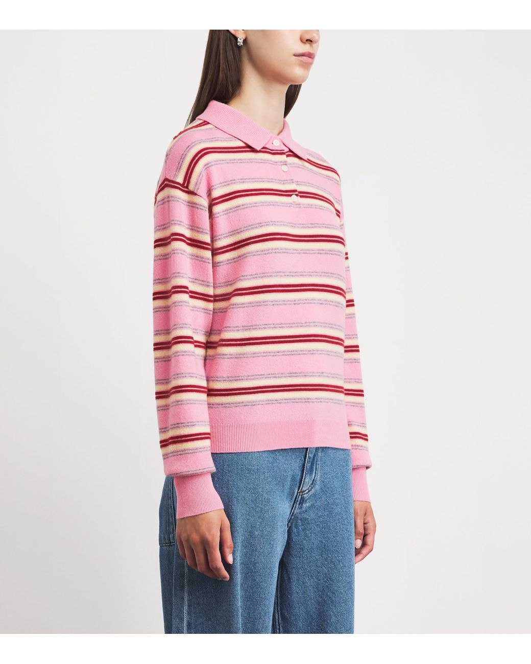 Guest In Residence Pink Cashmere Collegiate Stripe Sweater