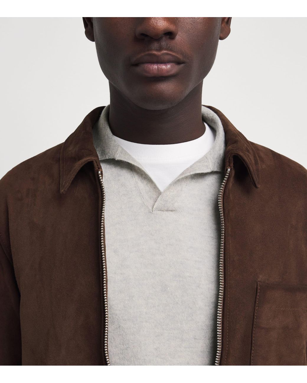 Paul & Shark Gray Cashmere-Linen Open-Collar Polo Shirt for men
