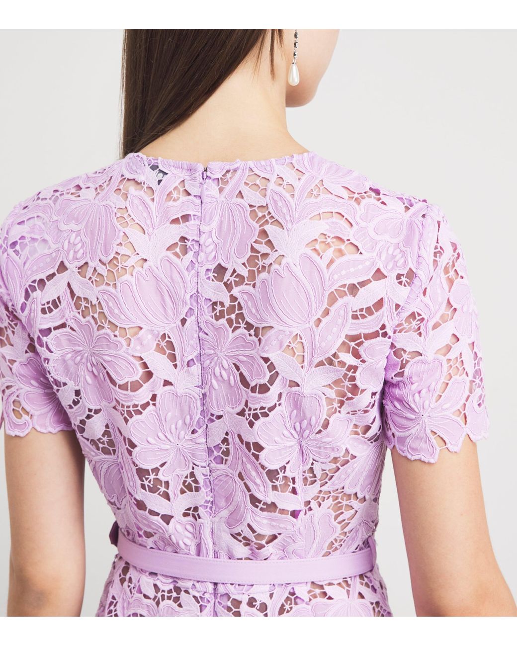 Self-Portrait Purple Lace Belted Midi Dress