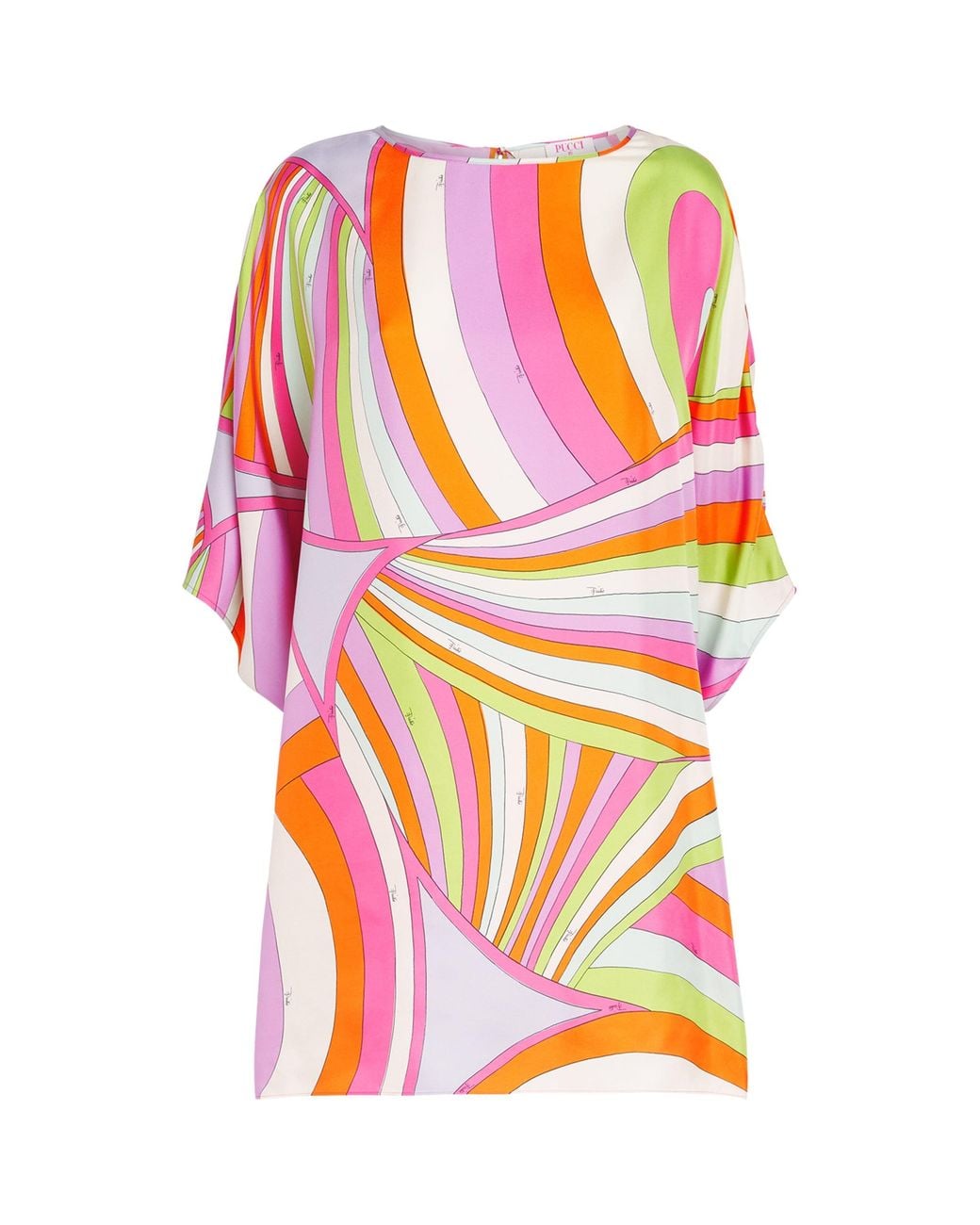 Emilio Pucci Pink Silk Printed Kaftan Mini Dress