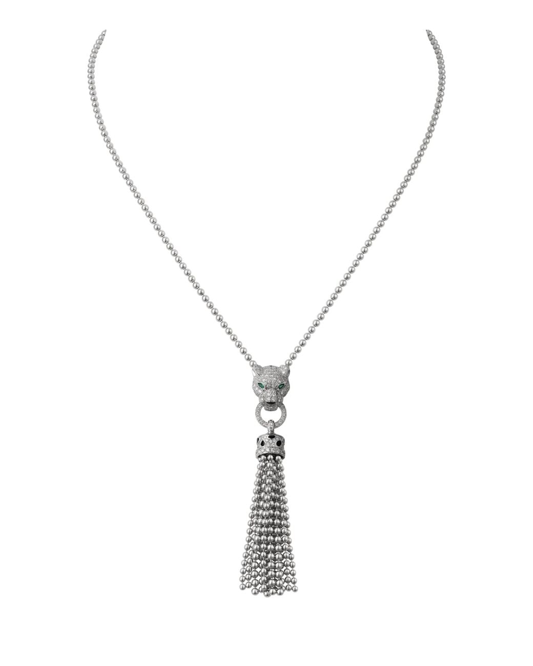 Cartier Metallic Diamond, Tsavorite And Onyx Panthère De Necklace