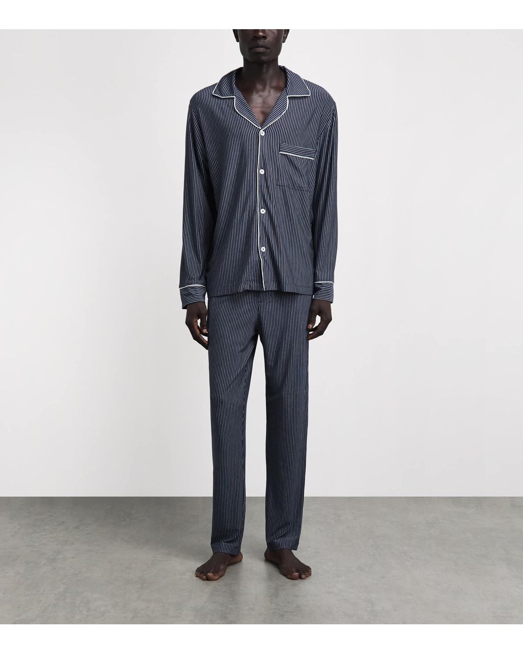 Eberjey Blue Modal Stripe William Long Pyjama Set for men