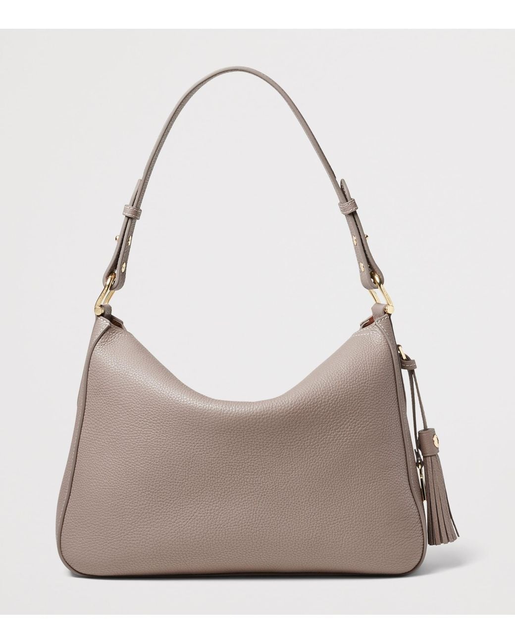Aspinal Gray Grained Leather Ella Shoulder Bag