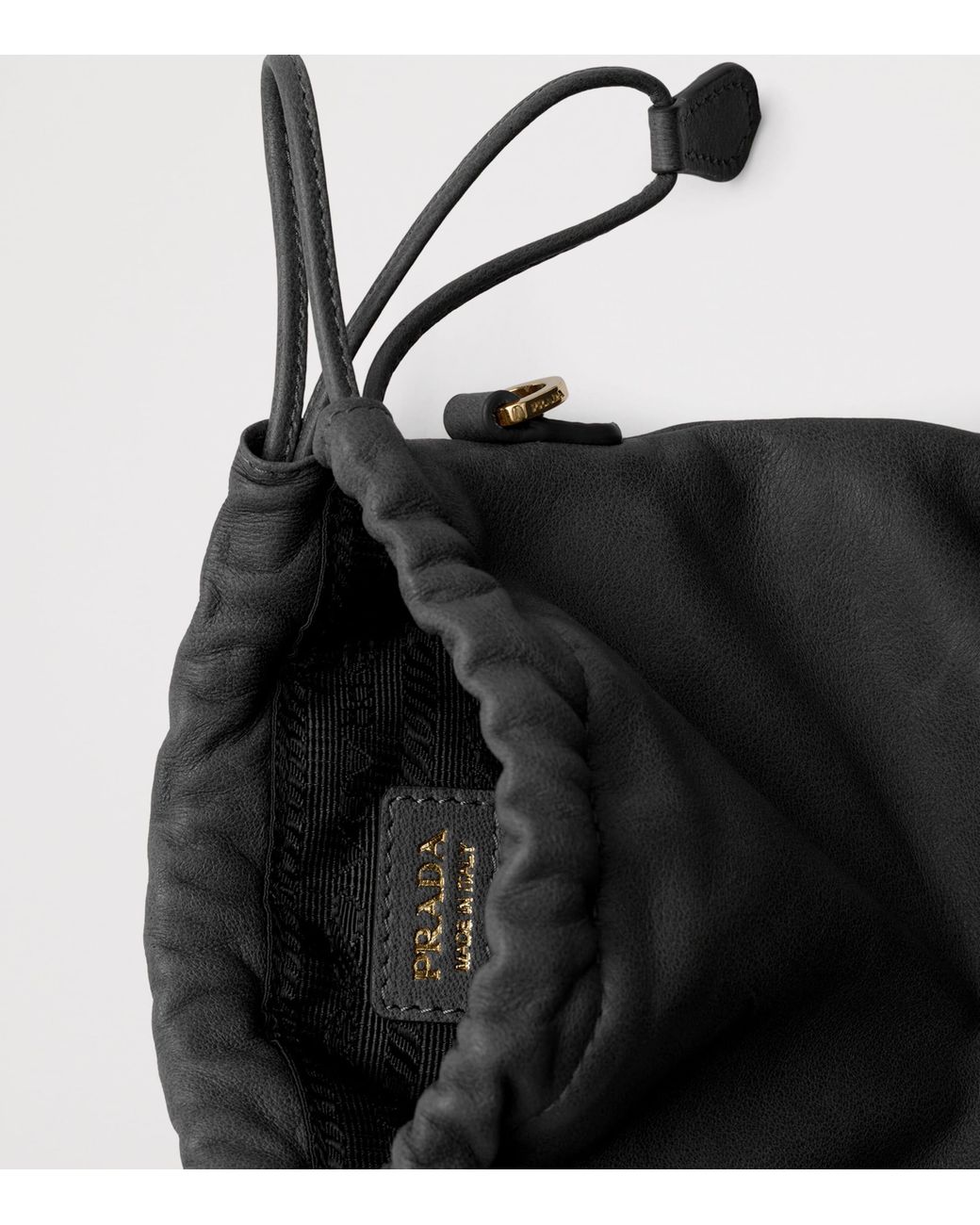 Prada Black Nappa Leather Drawstring Pouch