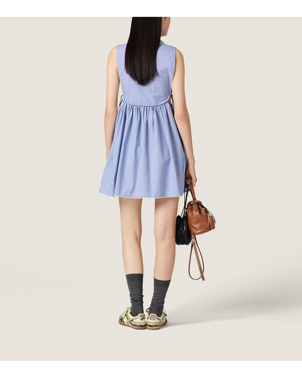 Miu Miu Blue Gingham Check Mini Dress