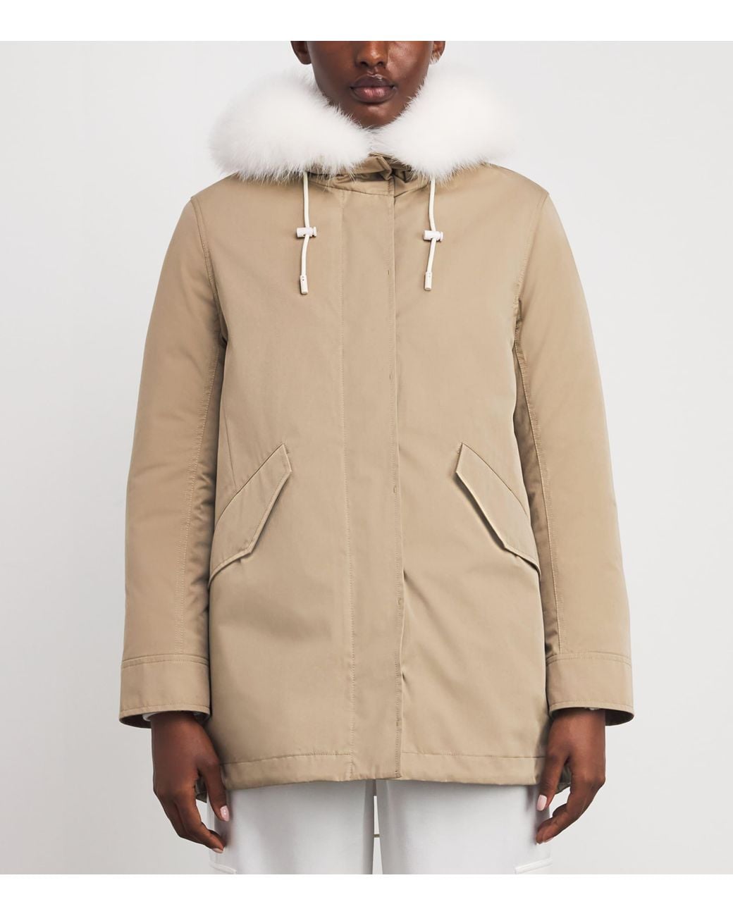 Yves Salomon Natural Fox-Rabbit Blended-Cotton Parka